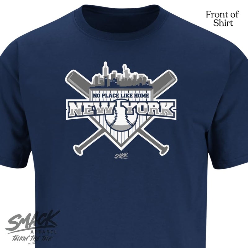Smack Apparel New York Baseball Fans. No Place Like Home Navy T-Shirt (Sm-5X) (Short Sleeve, Large) - Image 3